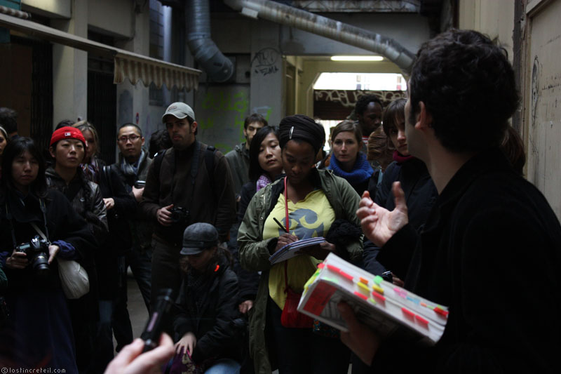 University students in a benjaminian passage, Paris