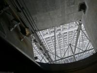 The Grande Arche's roof: looking down the hole of the elevator