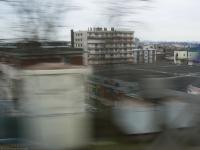 View from the window of the RER E, east of Paris