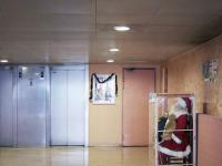 Christmas decorations in the lobby of a public housing building, Paris 13