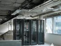 Remains of a server room in an office building under renovation, Paris